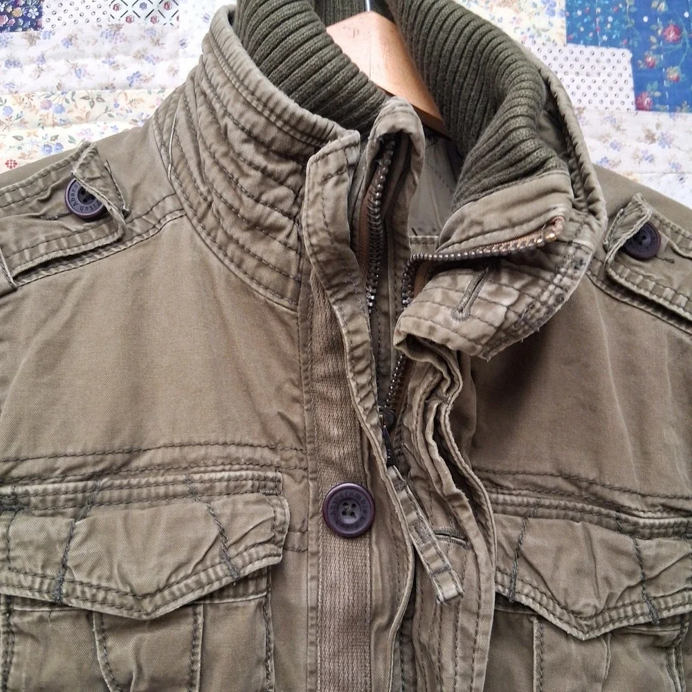 Y2K Abercrombie & Fitch A&F Military Field Jacket Size Medium Olive Drab Green